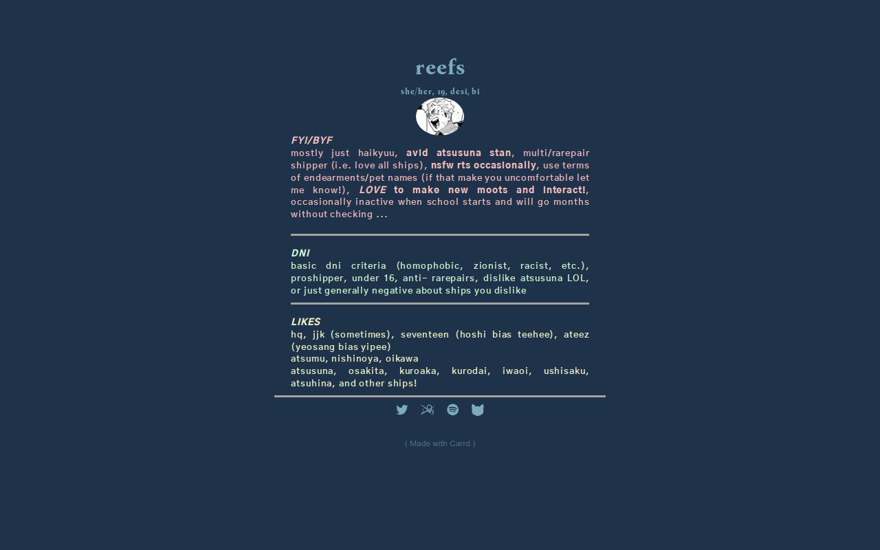Carrd profile picture for @reefs